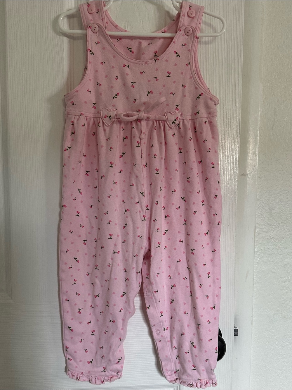 Vintage Cotton Pink Floral Baby Romper - 24M